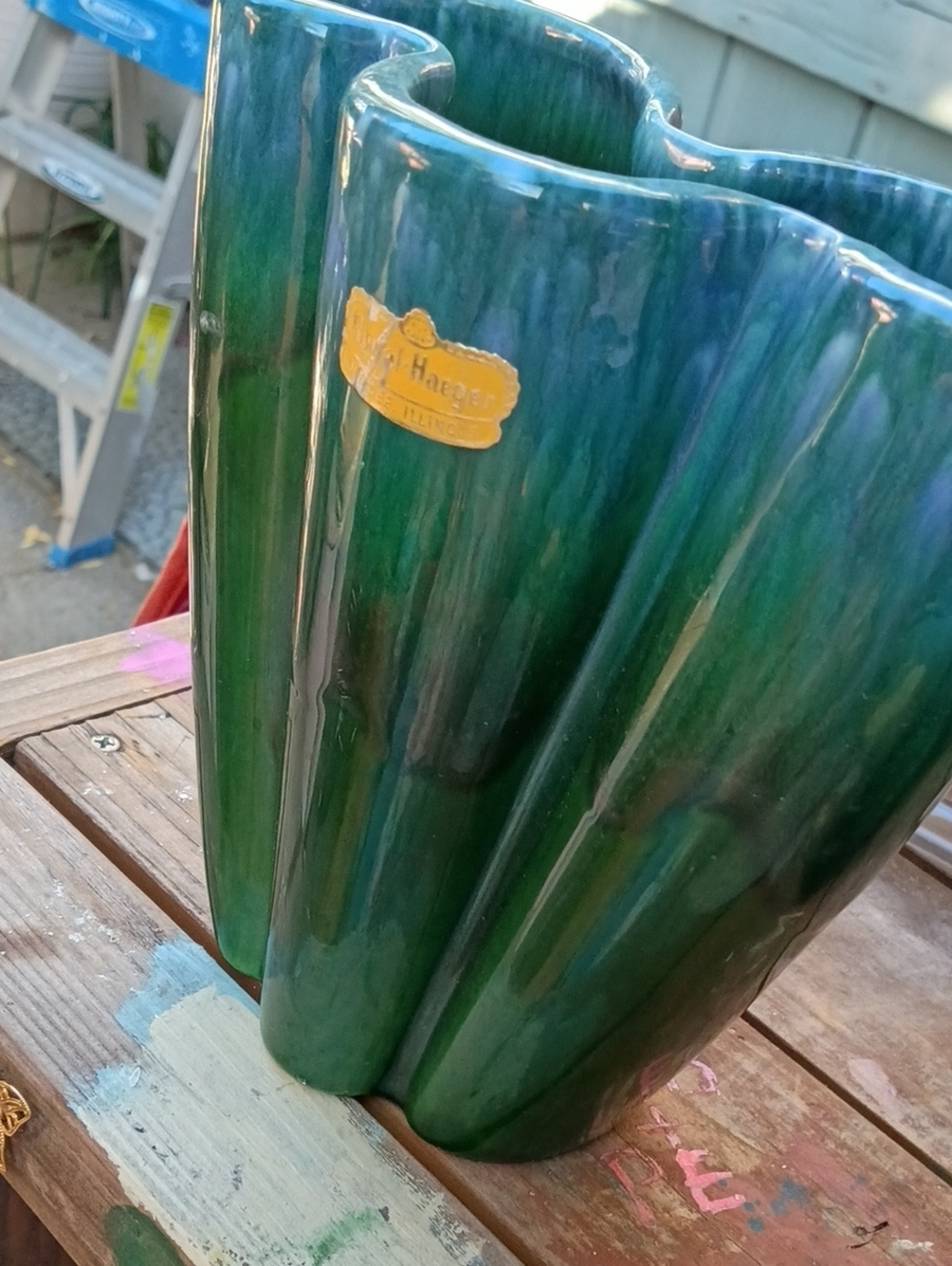 Hampshire Pottery Art Pottery Vase in Green & Blue